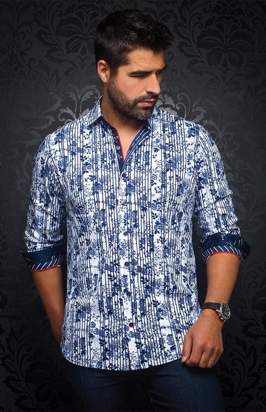 Chemise | RUBIO, White / navy
