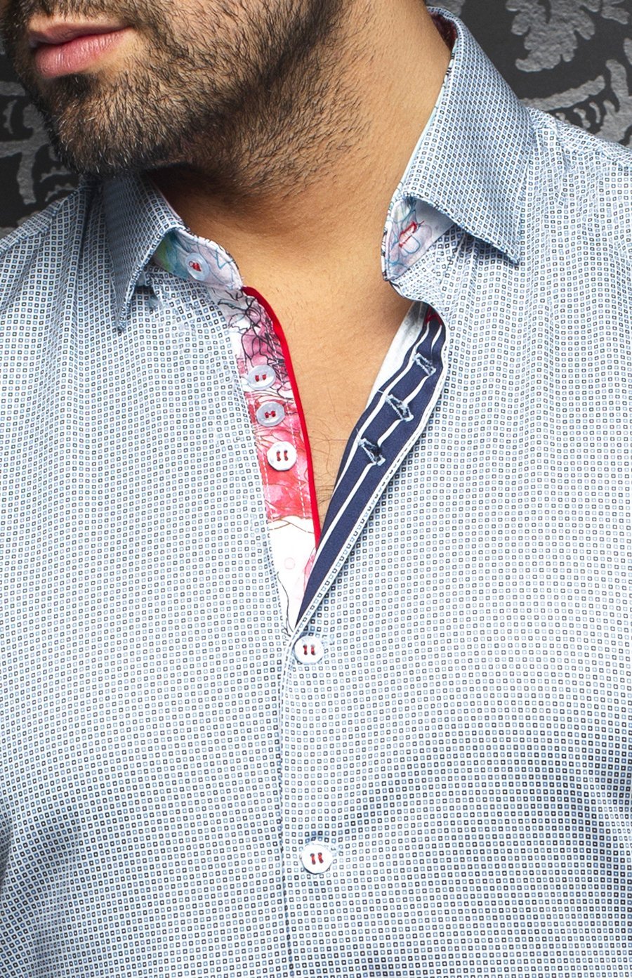 Chemise | DION, White / Blue - AU NOIR
