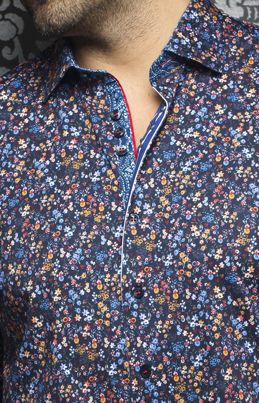 Chemise | Louis, Navy / Orange - AU NOIR