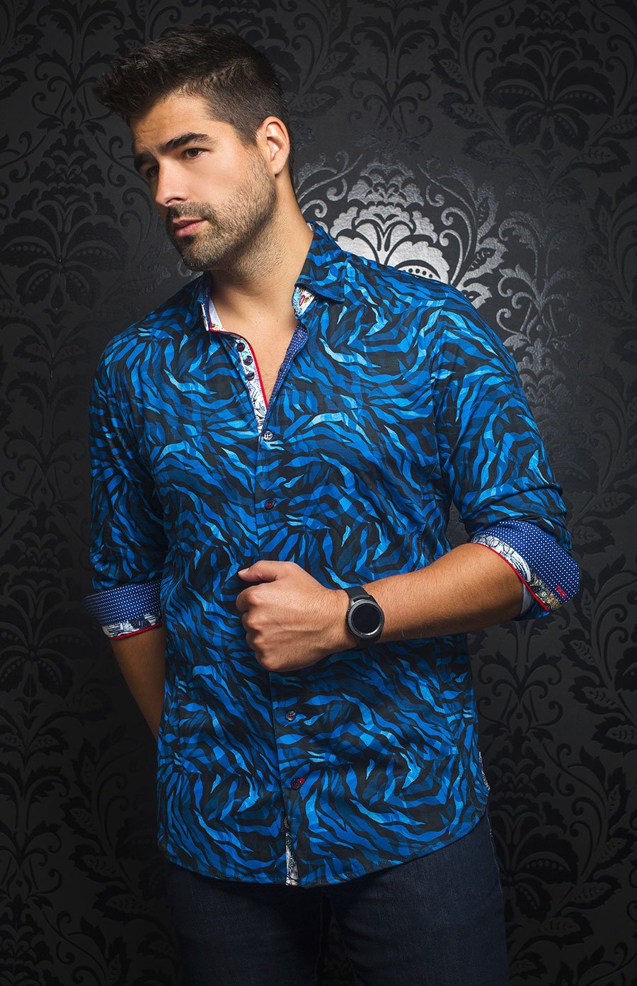 Chemise | PANTHERA, Blue - AU NOIR