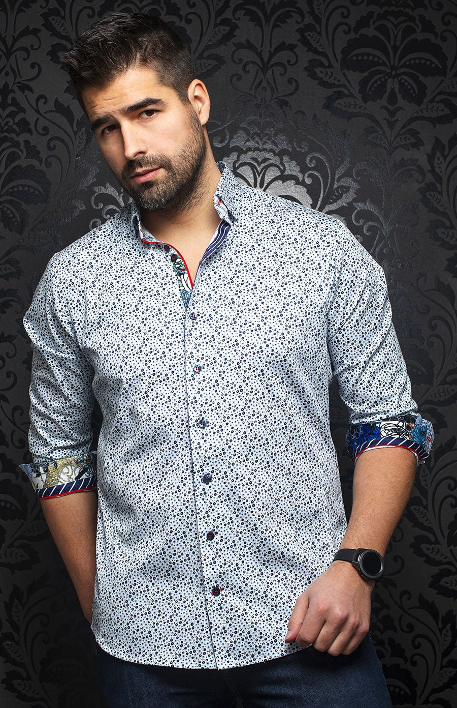 Chemise | RICHEMONT, White / Navy - AU NOIR