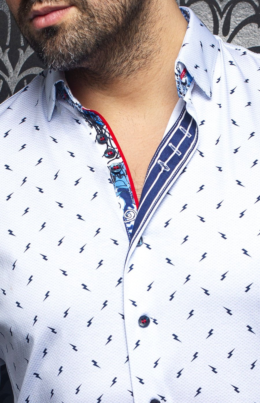 Chemise | VOLT, White / Blue - AU NOIR