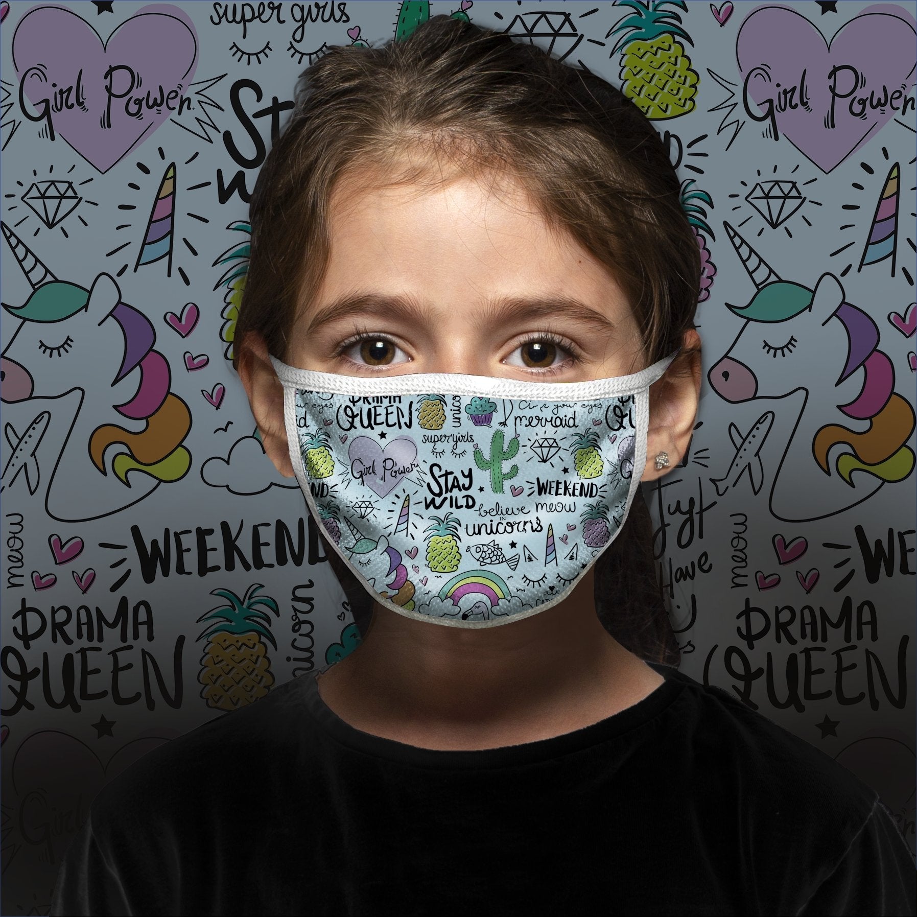 Masque ECO girls power light blue - AU NOIR