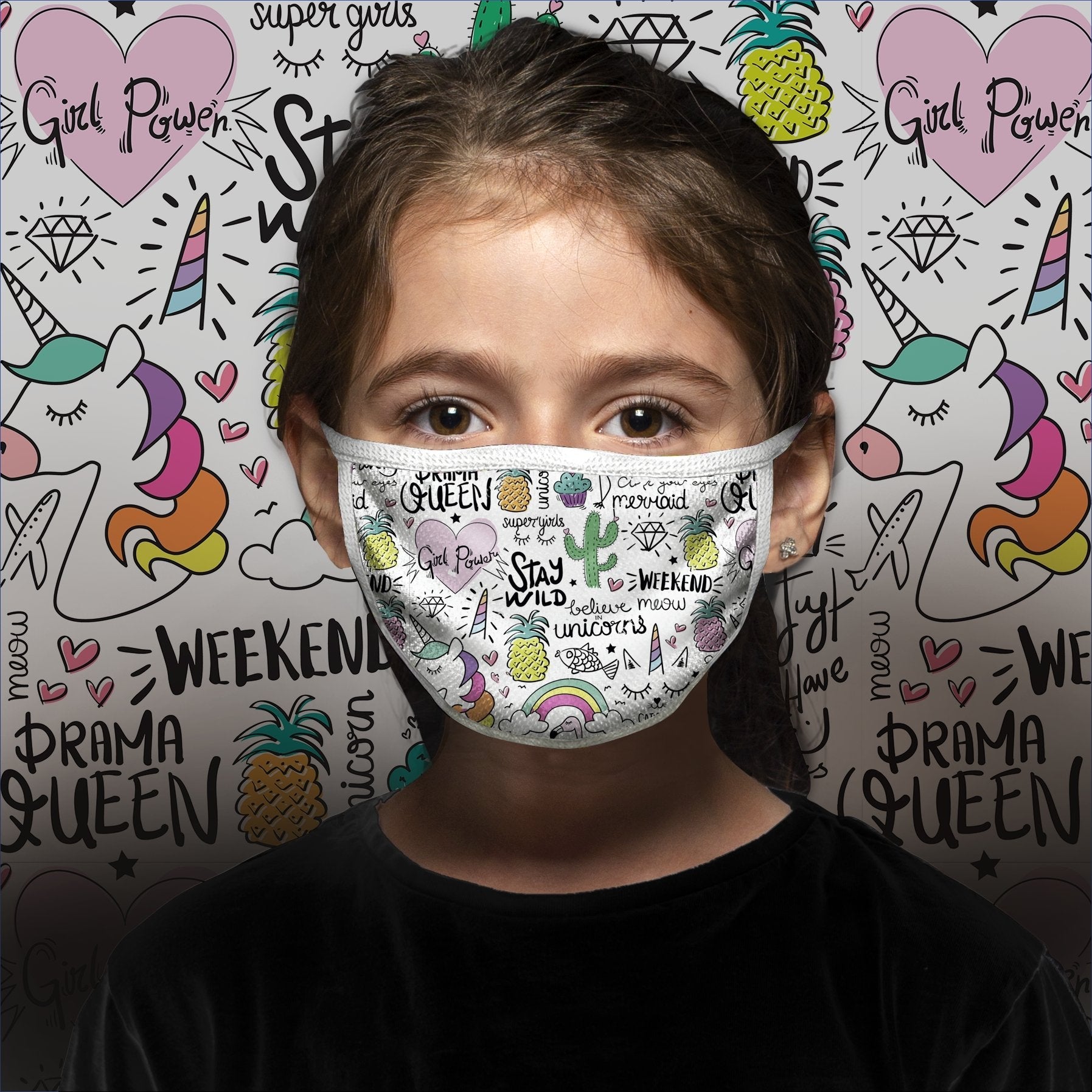 Masque ECO girls power white - AU NOIR