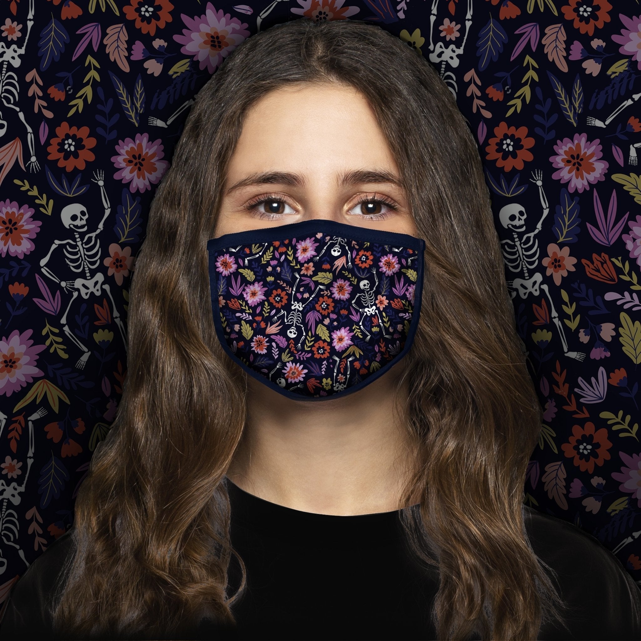 Masque ECO skeleton floral navy multi - AU NOIR