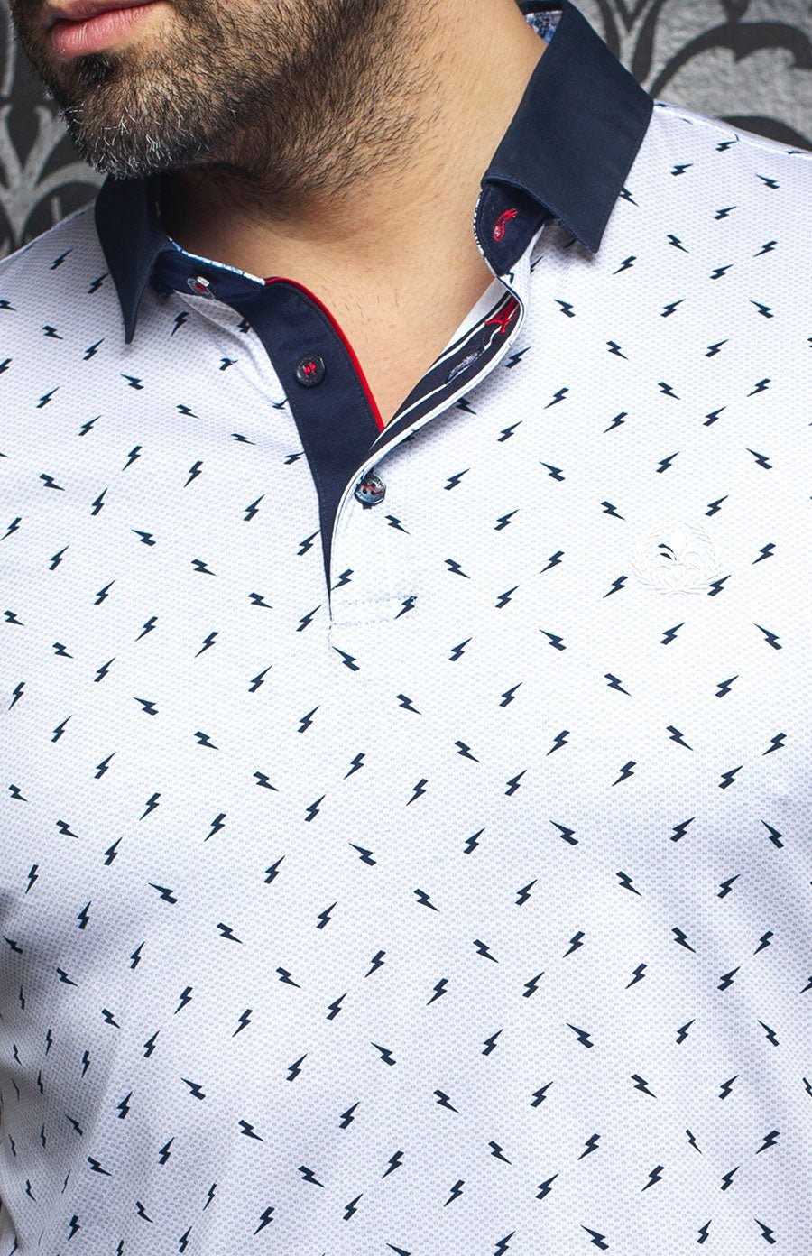 Polo | BYRON, White / Blue - AU NOIR