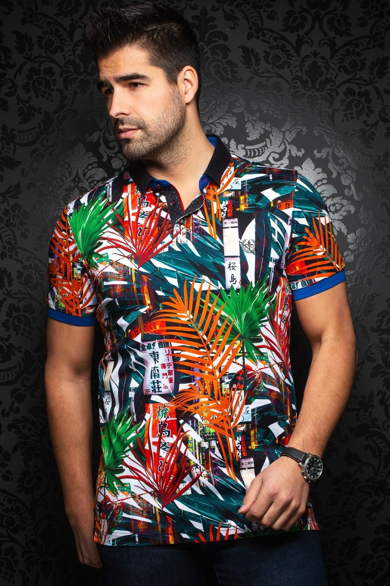 Short-Sleeve Polo | Newton White Multi - AUNOIR