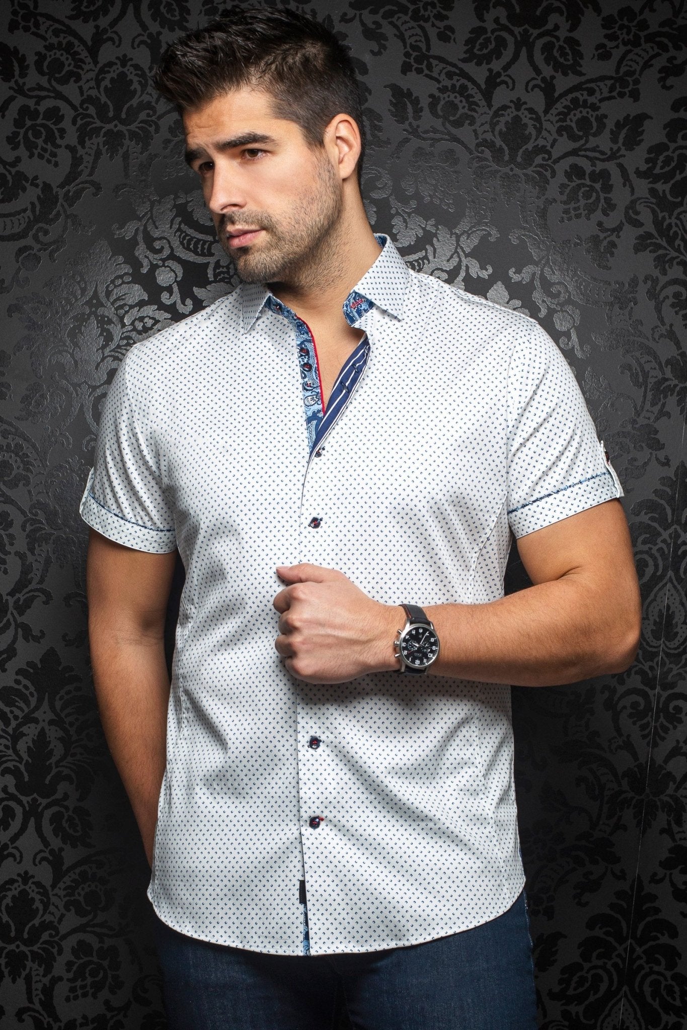 Short-Sleeve Shirt | Wexler White Blue - AUNOIR