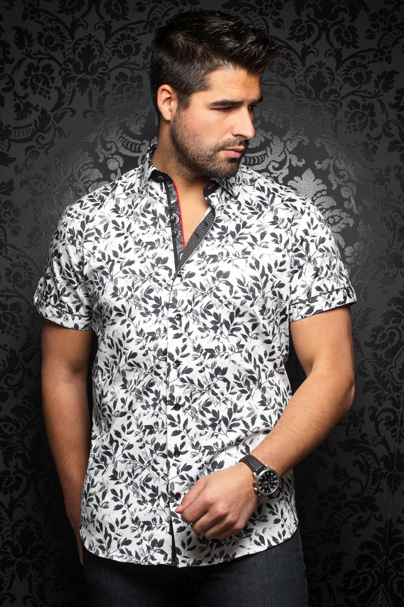 Short-Sleeve Shirt | Ixtapa White Black - AUNOIR